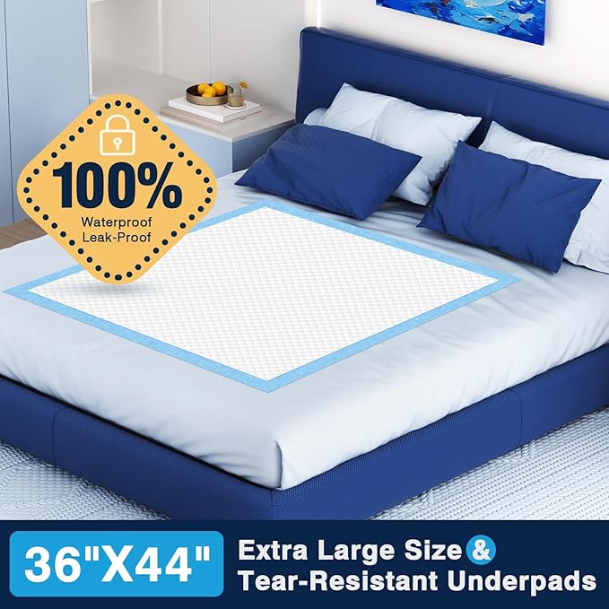 AAY Heavy Duty Disposable Bed Pads 36"X44" (20pcs) Tear-Resistant Cloth Backing Underpads Extra Large Super Absorbent Pee Pads Incontinence Waterproof Chucks Pads for Adults Elderly, Kids or Puppy