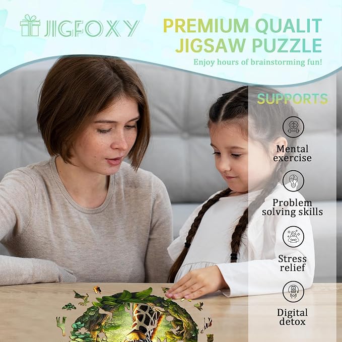 Jigfoxy Wooden Puzzles for Adults, Giraffe Wood Puzzles Adult, Unique Animal Shape Wooden Jigsaw Puzzles for Adults, Birthday Gifts for Puzzle Lovers, Family, Friend (M-11.4 * 10.6in-180pcs)