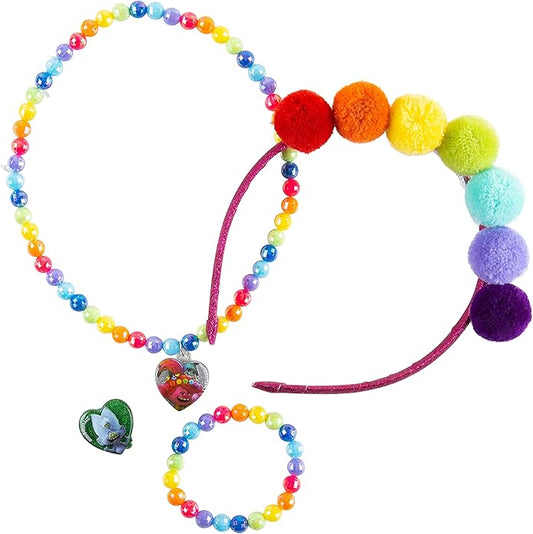 LUV HER Headbands for Girls - Kids Jewelry for Girls - Dress Up Set All in one Giftable Box - Headband - Play Jewelry Set - 4pc (Toddler Headband, Necklace, Dress Up Bracelet, Ring) Ages 3+