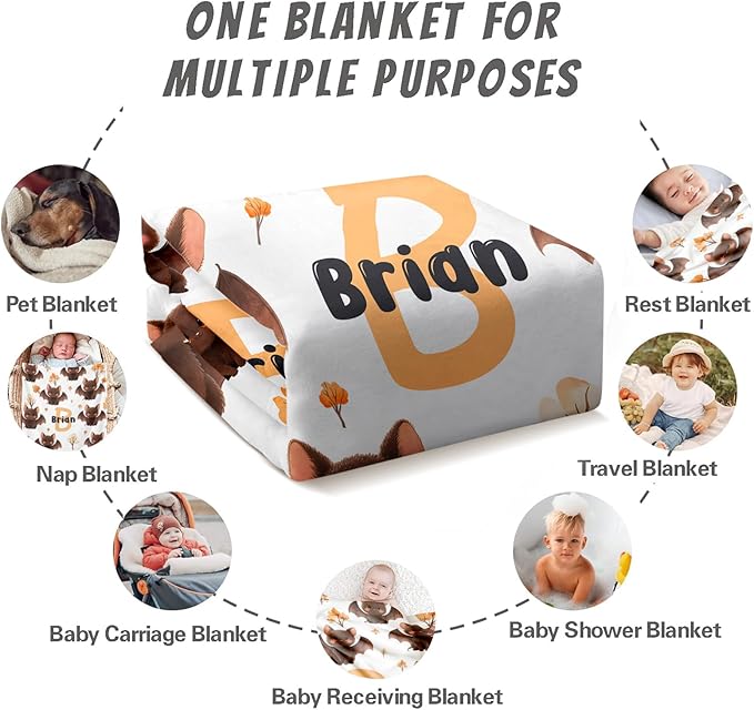 Ship Next Day, Personalized Halloween Blanket for Boys Girls - Printed in USA, Custom Baby Blanket with Name Super Soft Plush Flannel, Halloween Decor Christmas Brithday Gifts for Kids Toddlers