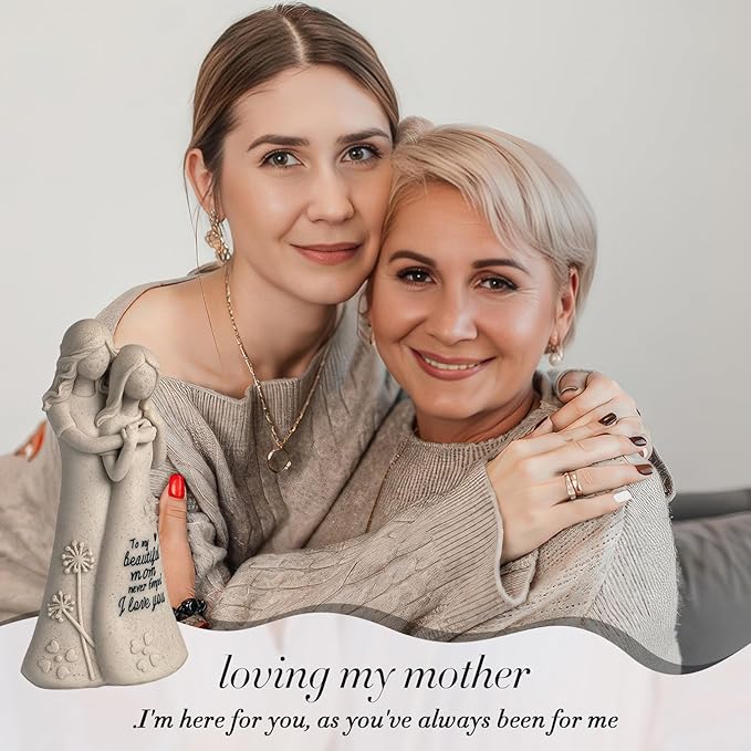 Mom Birthday Gifts from Daughter Mother in Law Gifts, Mothers Daughter 7.7" Figurines Statue (Resin, Sandstone)