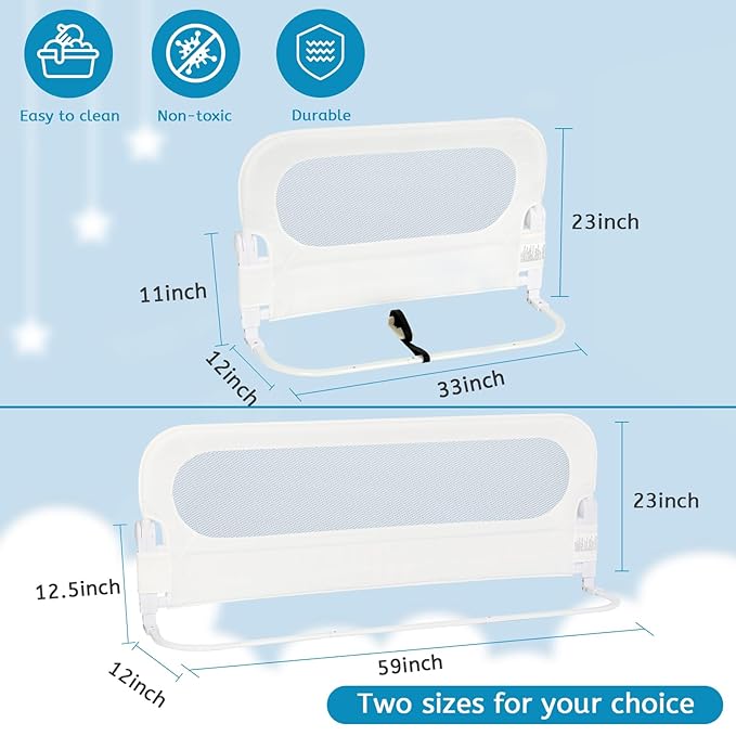 Y- STOP Bed Rail for Toddlers Convertible Toddler Bed Rails for Crib, Baby Bed Rail Guard, Sturdy Crib Rail Guard with Reinforced, Sturdy Crib Rail Guard with Anchor Safety (White)