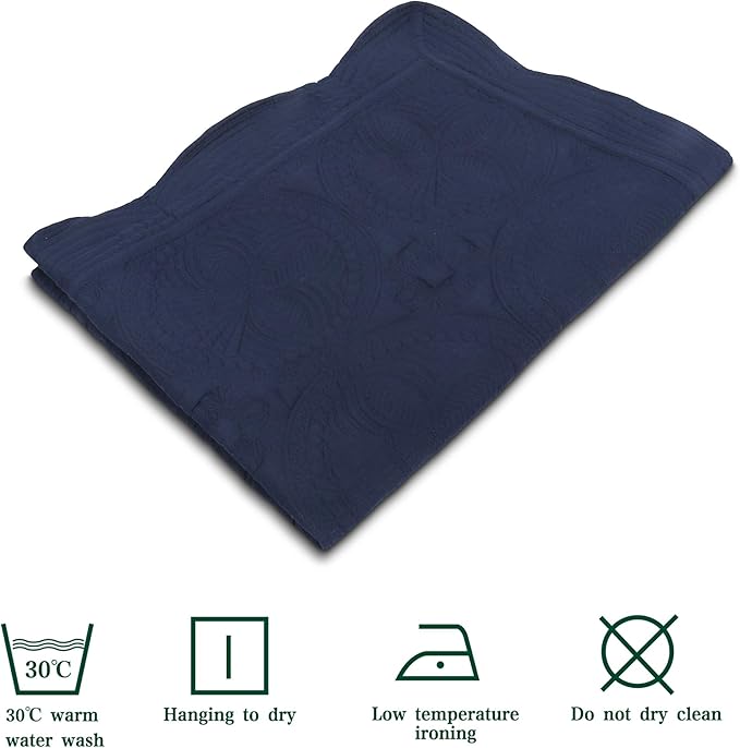 MONOBLANKS Baby Quilt Personlized Monogram Lightweight Embossed Scalloped Throw Blanket Four Seasons (Navy)