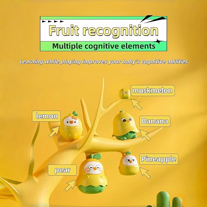 LQR Unique Yellow duck russian nesting dolls stacking toys,Fruit duck nesting dolls,stacking Cups sensory toys for children over,toddler educational count learning toys,Birthday gifts for boys and gir
