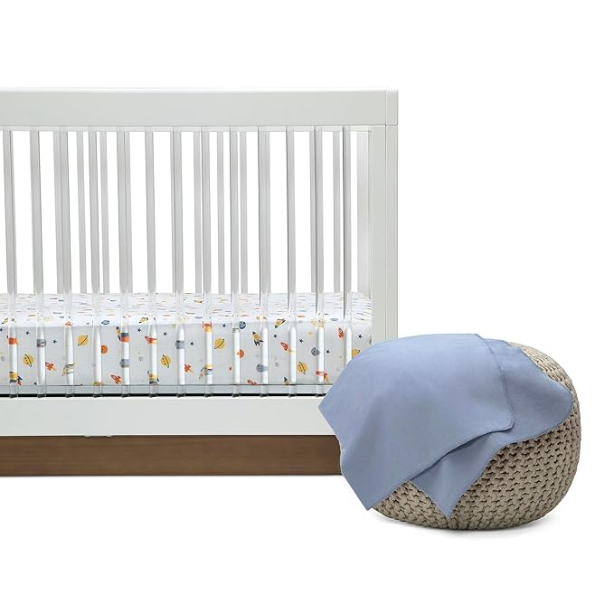 Delta Children 100% Cotton Flannel Baby Receiving Blankets for Girls and Boys – 30x30 Inches (Pack of 4), Space Exploration