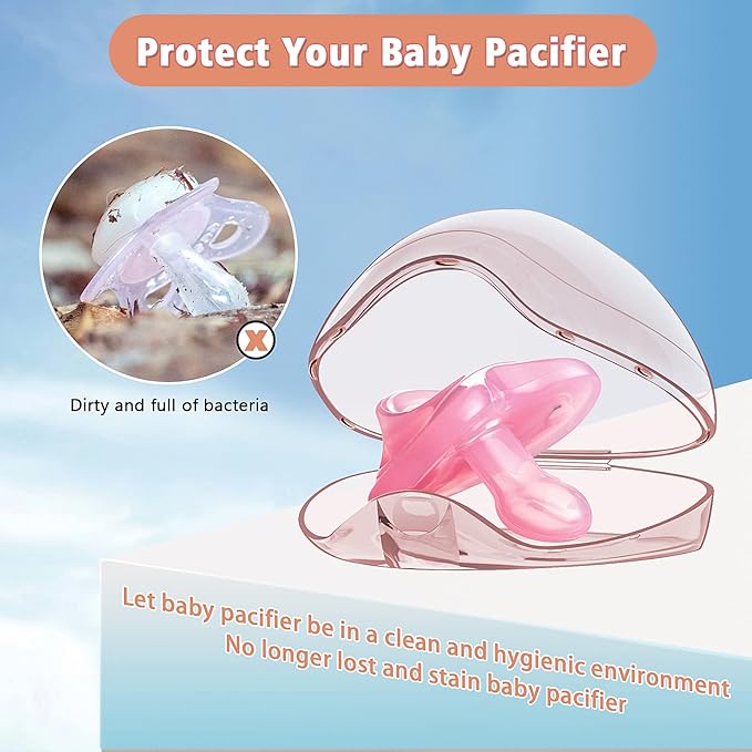 Smlpuame Pacifier Case,6 Pack BPA Free Pacifier Holder Case,Transparent Container Box for Baby Binky(Not Included),Essential Pacifier Accessories,Alway Keep Paci Clean,Easy to Clean(Pink)