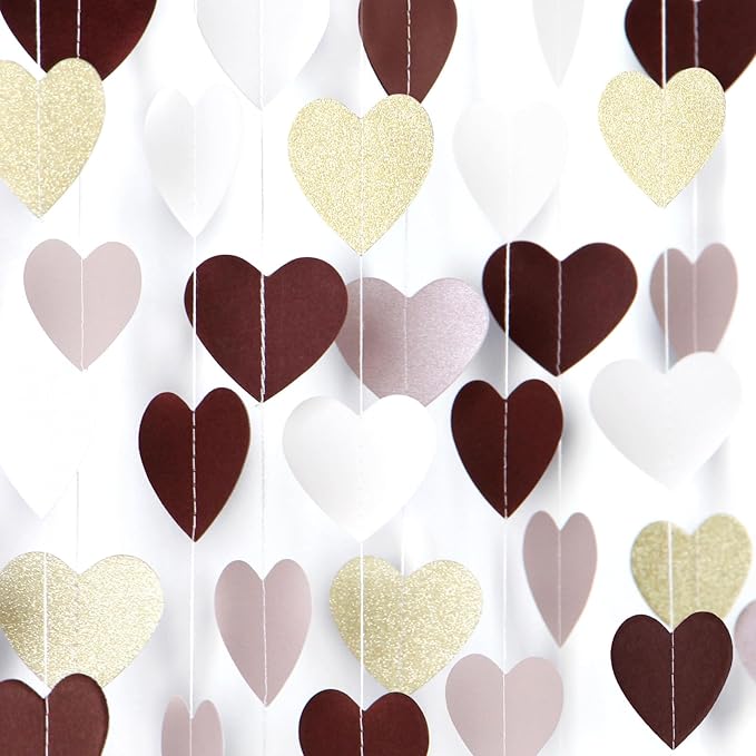 Brown-Gold Nude-Pink Party-Decorations Paper Garland - 52Ft Neutral Boho Blush Champagne Cow Bear Streamers Banner,Fall Autumn Birthday Baby Shower Wedding Hanging Decor Panduola