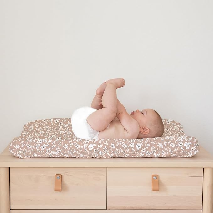 Baby Changing Pad Cover 2-Pack for Girls (Fleurette) - Premium Fitted Sheets Baby Diaper Changing Table Cover - Buttery Soft Cotton Blend