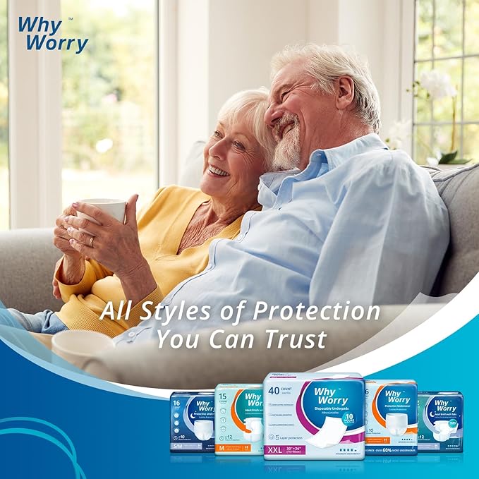 WhyWorry Extra Large Disposable Bed Pads 30" x 36", Super Absorbent Leakproof Incontinence Underpads for Surface Protection, Quilted Chucks Pee Pads for Adults and Babies, 80 Count (2 Packs of 40)