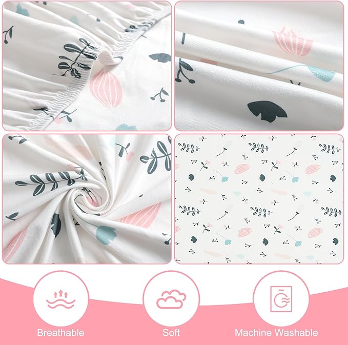 Pack n Play Fitted Sheet. 2 Piece Mini Crib Sheet. Elastic Playard Sheet. Portable Sheet Set. Compatible with Graco Pack n Play. (Leaves & Deer)