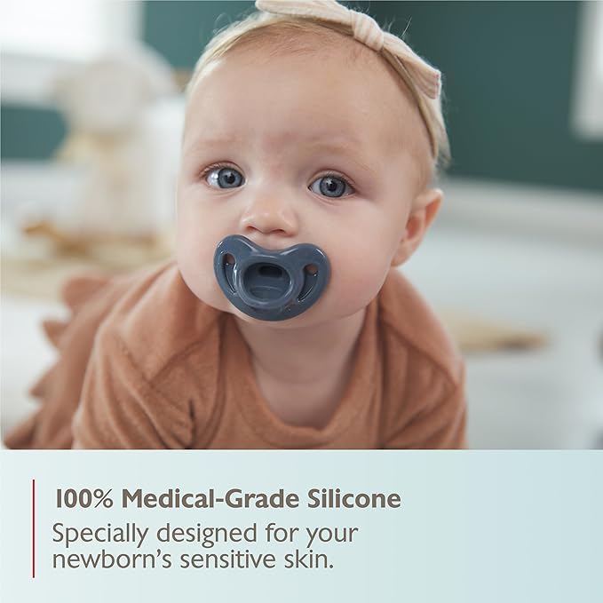 NUK 100% Silicone Comfy Orthodontic Pacifiers, 0-6 Months, Pink Fashion, Timeless Collection, 5 Count