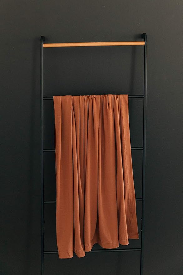 Mebie Baby Rust Stretch Swaddle, Modern and Neutral Swaddle Blanket for Baby Girl or Boy, Soft Baby Blankets, Newborn Swaddle Blanket, 0-3 Month, Comfy Wrap, Baby Essentials & Gifts (47" x 47")