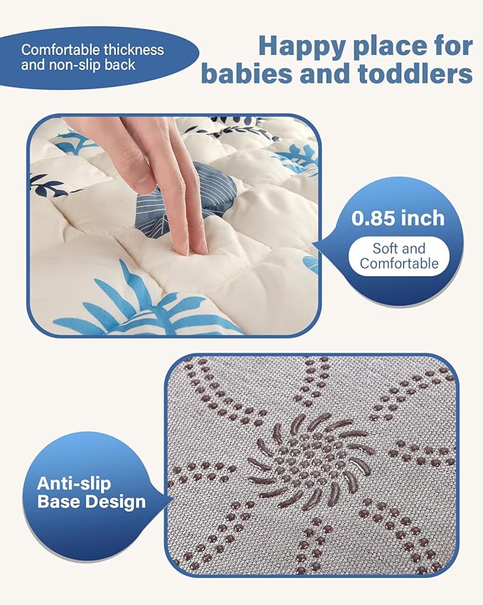 Baby Play Mat, Non-Slip Baby Mat for Floor, Soft Thicker Playpen Mat, Portable Playmat, Crawling Mat for Babies, Toddlers & Infants to Play and Learn(50"x50")