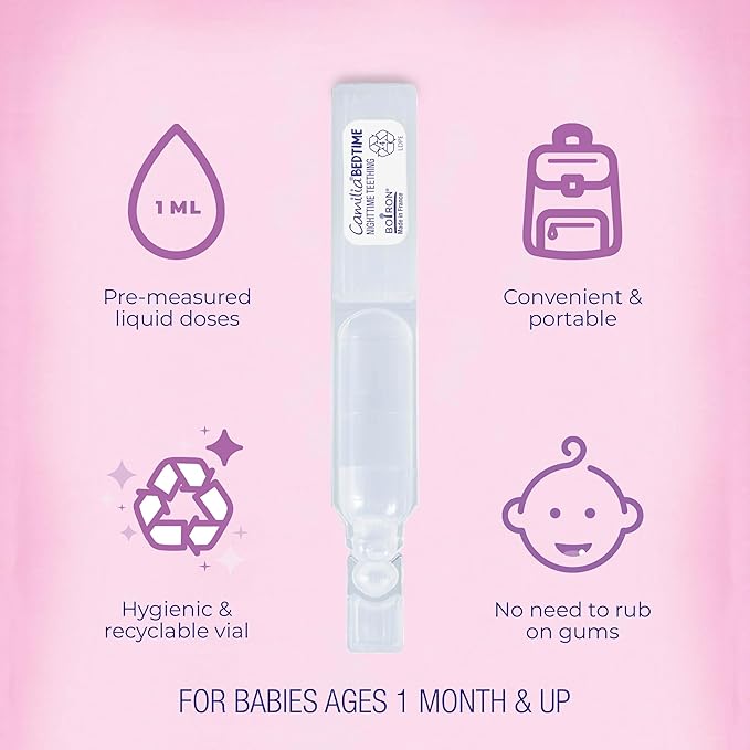 Boiron Camilia Bedtime Liquid Doses for Nighttime Teething Relief, Painful Gums, Restlessness, and Irritability - 30 Count