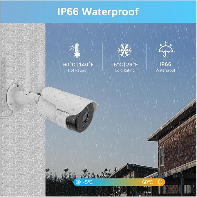 WEILAILIFE 【Dual Antenna Enhanced & 2-Way Audio】 Outdoor Wireless Security Camera System, WiFi Video Surveillance, Wireless Surveillance Camera System, Home Security Cameras