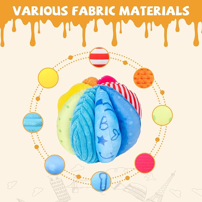 Montessori Baby Toys Play Kit - Mirror, Peekaboo, Knob Puzzle, Rainbow Fabric Ball - For 6-12 Months Toddlers