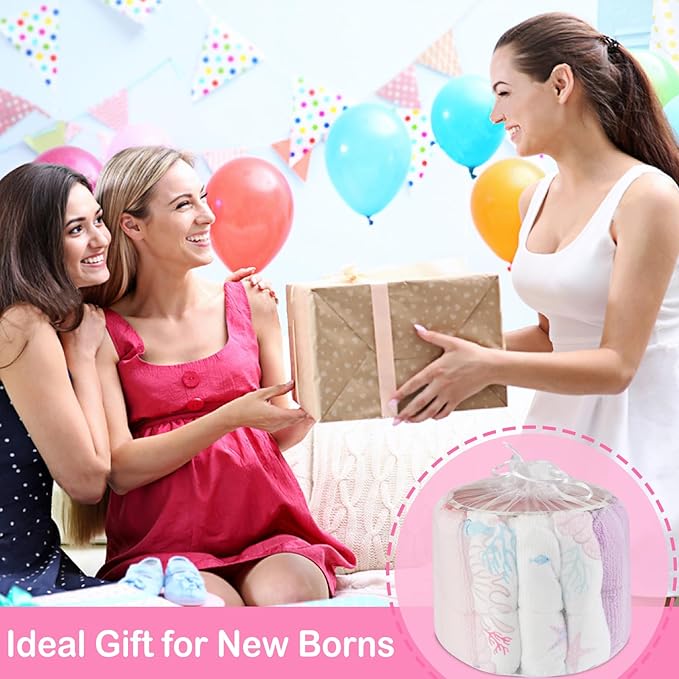 Viviland Baby Washcloths, Super Soft Baby Bath Towels for Newborn 24 Pack, Absorbent Face & Body Wash Cloth for Baby Girl, Mermaid Pattern, 9 x 9 inch