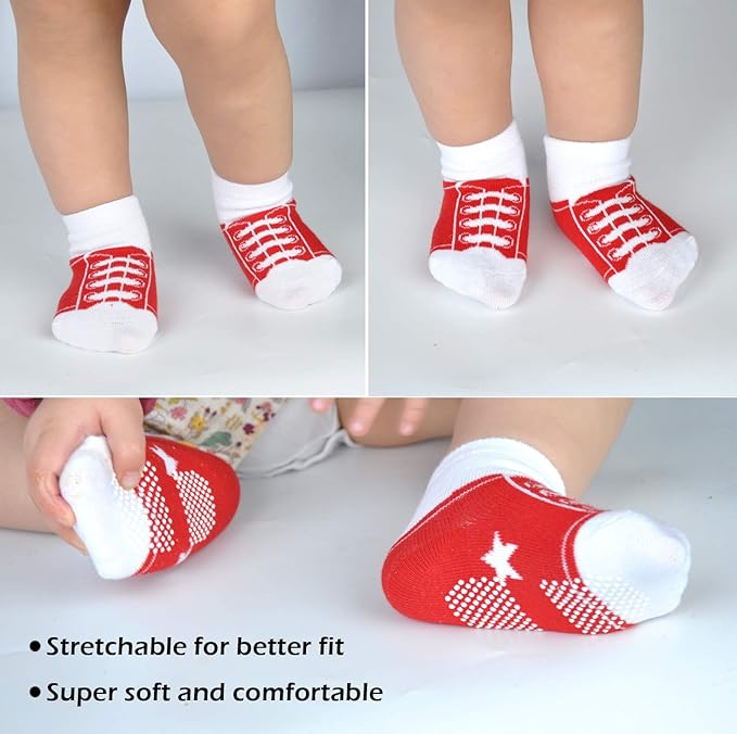 EPEIUS Unisex Baby Girls Boys Non-Slip Socks (Set of 6)