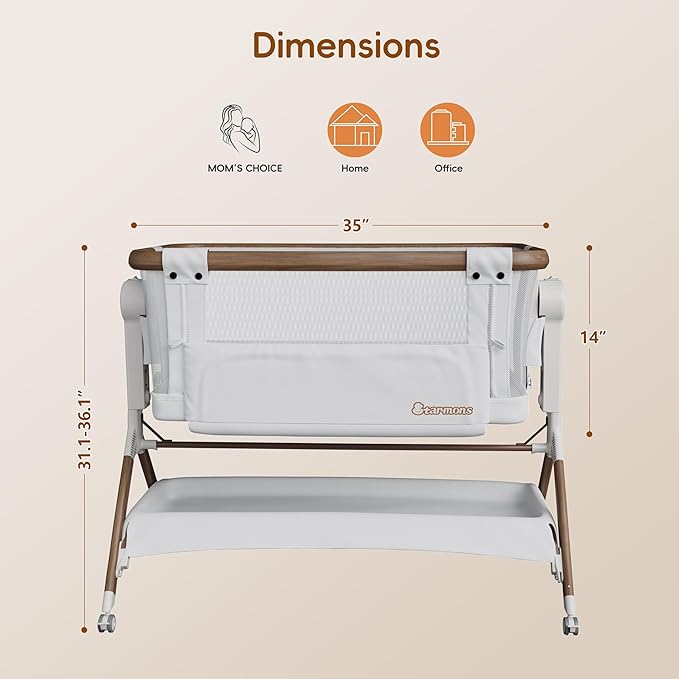 Bassinet Bedside Sleeper, Rocking Bassinet for Baby, 3 in 1 Crib with 6 Adjustable Height,Breathable Mesh and Lockable Wheels, Baby Must Haves for Newborns