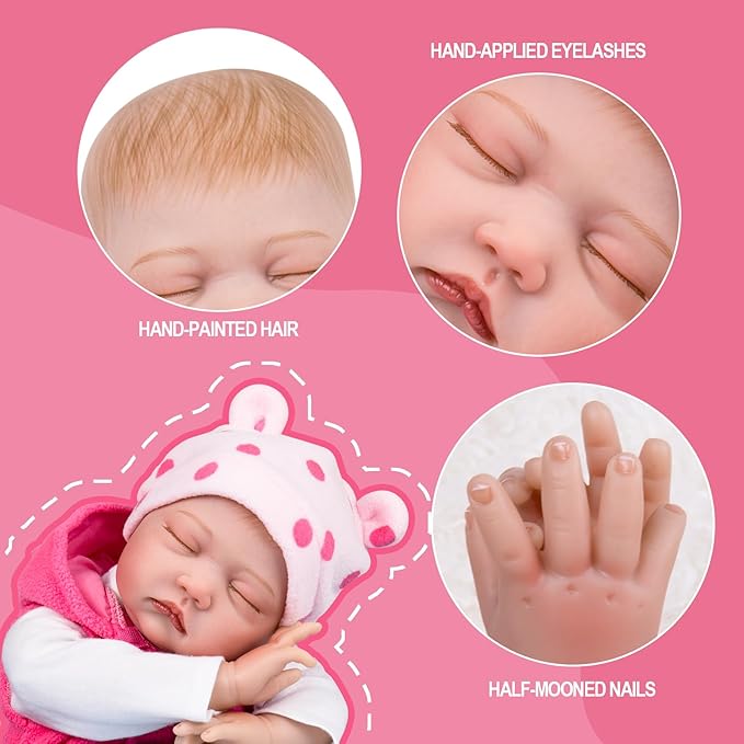Aori Lifelike Reborn Baby Dolls - 22 Inches Realistic Newborn Girl Doll That Look Real with Feeding Kit & Gift Box for Kids 3+