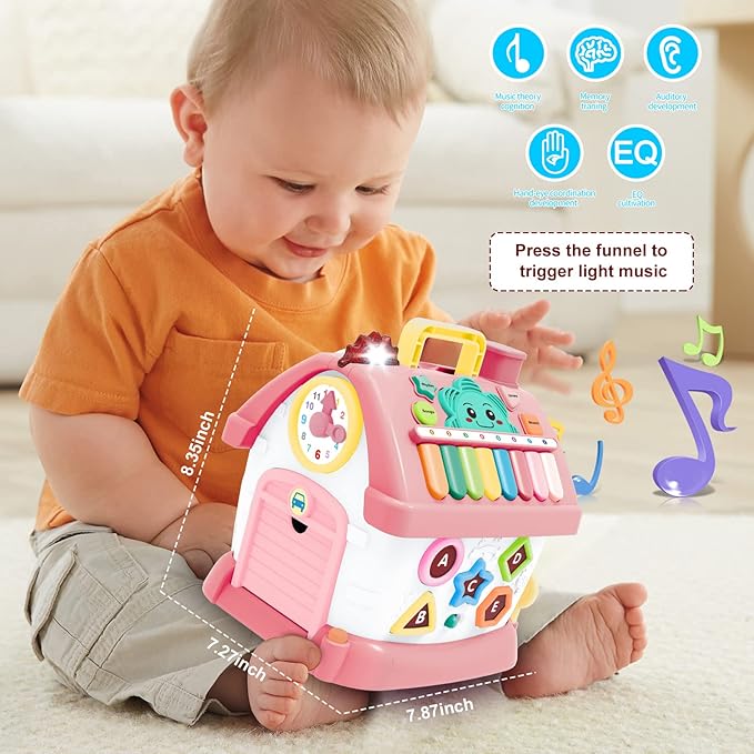 Montessori Toys for 1+ Year Olds Girl Gifts - 8-in-1 Musical Learning House Baby Toy 6-12 12-18 Months, Toddler Toys Age 1, 2 Year Old Girl Birthday Gifts