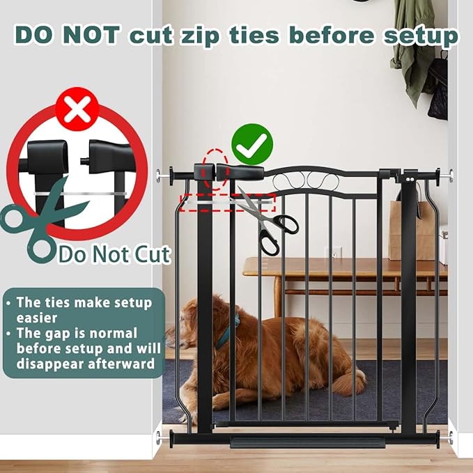 Fairy Baby 53.1"-62.5" Extra Wide Baby Gates for Stairs & Doorways, Long Baby Safety Child Toddler Gate Pressure Mounted No Drill, Metal Auto Close Large Pet Dog Gate Walk Thru Indoor Outdoor, Black