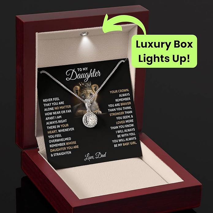 To My Beautiful Daughter Necklace from Mom & Dad | Cubic Zirconia Pendant with Heartfelt Message Card & Gift Box | Daughter Birthday, Graduation, Christmas Jewelry Gift from Parents