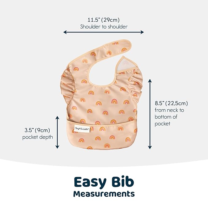 Tiny Twinkle Mess Proof Baby Bibs for Eating - Waterproof, Wipeable Bibs - Toddler Bibs - Travel Friendly - PFAS, PVC, BPA, Phthalate Free - Baby Food Bibs(3 Pack,Boho