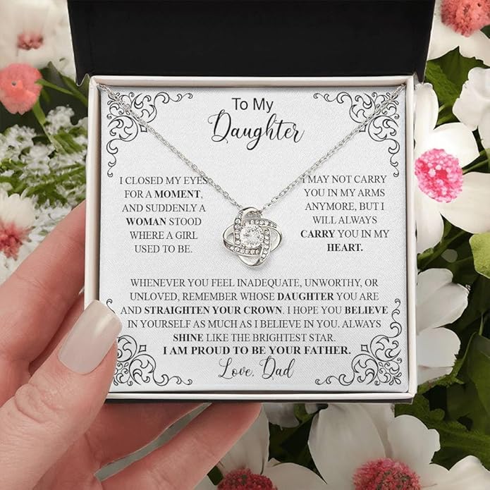 To My Daughter Gift Necklace From Dad or Mom - Badass Daughter Jewelry With Heartfelt Message & Elegant Box