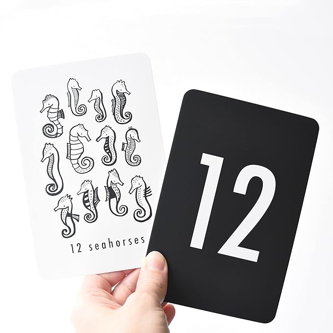 Wee Gallery Educational Flashcards for Babies, Double Sided Black and White Learning Flash cards, Nature Number Cards for Visual Stimulation and Cognitive Development of Infants and Toddlers