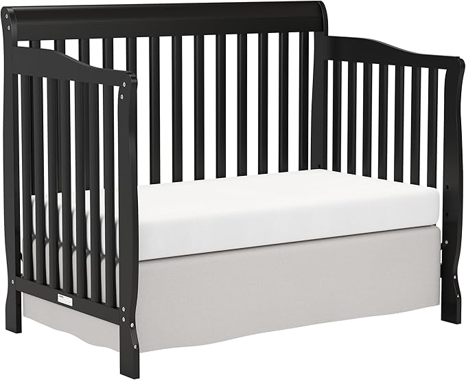 Baby Crib 5-in-1 Convertible, Wooden Cribs Converts to Toddler Bed, Daybed and Full-Size Bed, Nursery Furniture with Non-Toxic Finishes (Black)