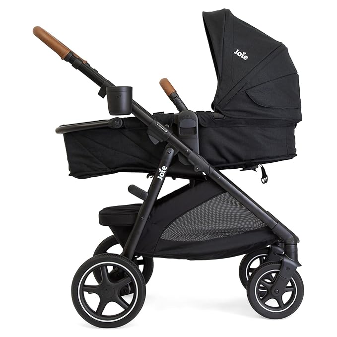 Joie Ginger LX Stroller and Rue Infant Car Seat Travel System with Anti-Rebound Base and All-Wheel Suspension (Shale Dark)