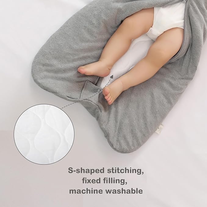 Mosebears Sleep Sack Baby Winter Wearable Blanket with 2-Way Zipper,2.5 TOG Cotton Sleep Sack Unisex (Grey, 12-18 Months)