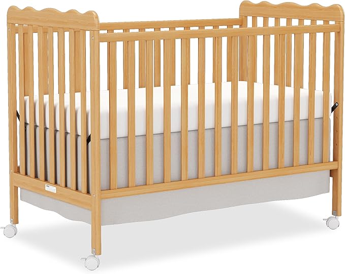 4 in 1 Convertible Baby Crib, Wooden Nursery Cribs Converts into Toddler Bed and Daybed, 3 Adjustable Base, Non-Toxic Finishes, Removable Wheels (Natural)