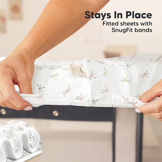 2-Pack Mini Crib Sheets Fitted - 38x26 Pack N Play Sheets for Pack and Play Mattress, Organic Cotton, Soft & Breathable Playard Bedding, Neutral Mini Toddler Bed Cover for Boys, Girls (Meadow)