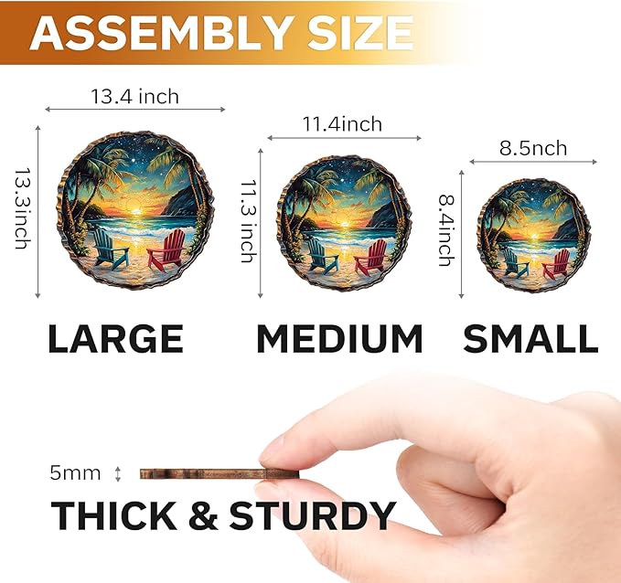 Jigfoxy Wooden Puzzle for Adults,Sunset Beach Wooden Jigsaw Puzzles for Adults, Unique Animal Shape Wood Cut Puzzles for Family Friend Puzzle Lovers(M-11.4 * 11.3in-200pcs)