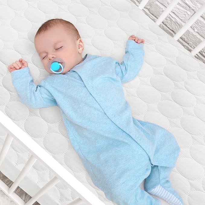 Mini Crib Mattress Protector Sheets Waterproof 2 Pack, Quilted Pack and Play Mattress Pad Cover Fits for Mini Crib/Playen/Pack and Play Mattress, White, 38"x24"