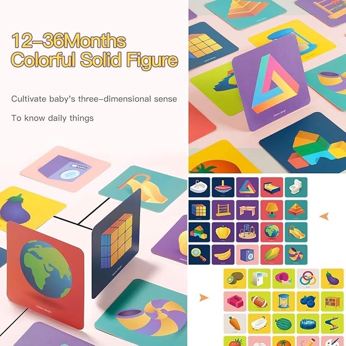 beiens High Contrast Baby Flashcard, 80 Pcs 160 Page Black White Colorful Visual Stimulation Learning Activity Card for Babies Ages 0-3-6-12-36 Months, 5.5'' x 5.5'' Newborn Infants Toys Gift