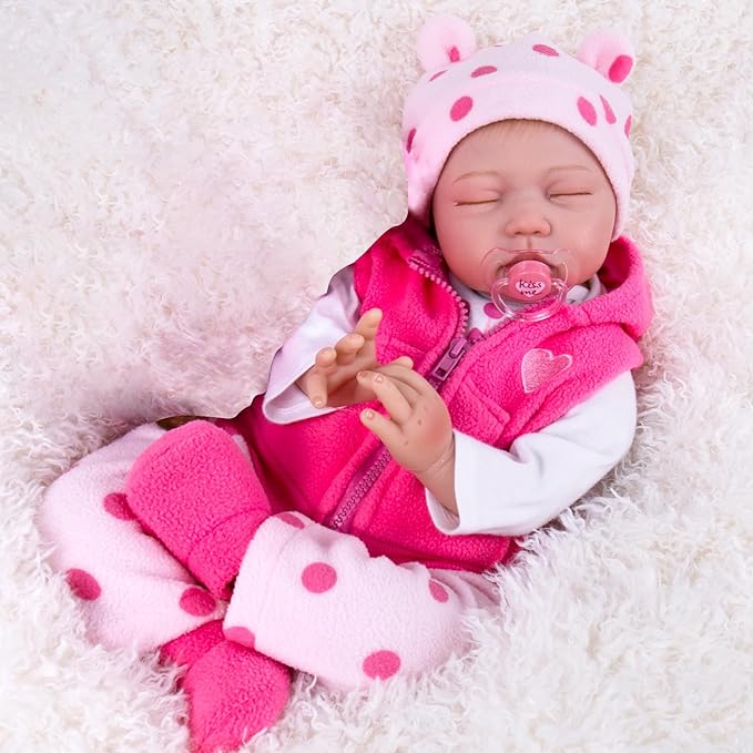 Aori Lifelike Reborn Baby Dolls - 22 Inches Realistic Newborn Girl Doll That Look Real with Feeding Kit & Gift Box for Kids 3+