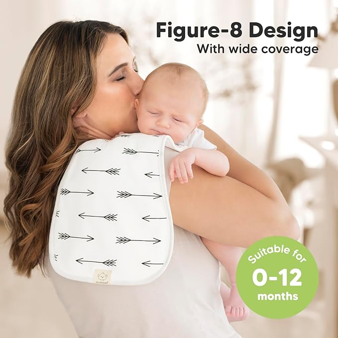 Organic Burp Cloths Baby Boy & Girl - 5-Pack Super Absorbent Cotton Burping Cloths for Babies, Soft & Plush Newborn Spit Up Rags, Infant Towels for Milk Spit Up, Unisex, Large 21" x 10" (Grayscape)