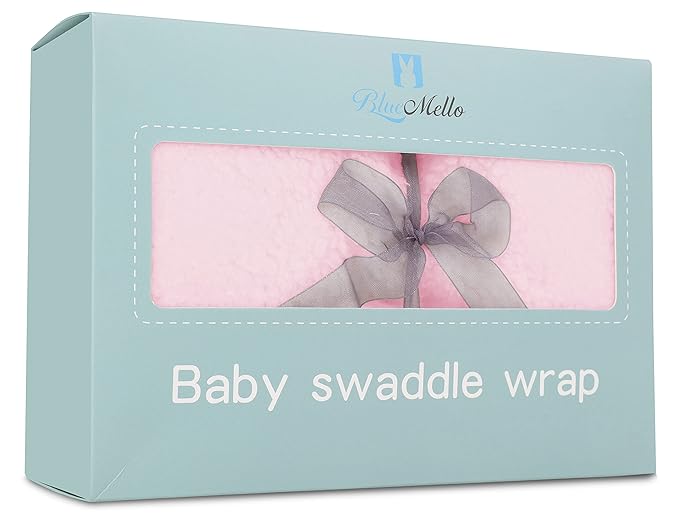 BlueMello Baby Swaddle Blanket | Ultra-Soft Plush Essential for Infants 0-6 Months | Receiving Swaddling Wrap Pink | Ideal Newborn Registry and Toddler Boy Accessories | Perfect Baby Girl Shower Gift