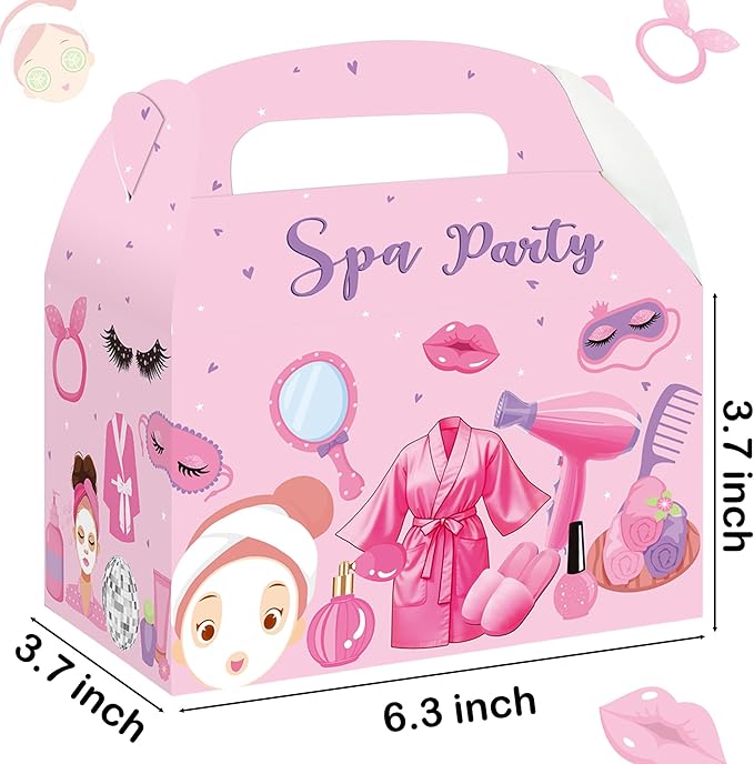 Spa Favor Box Decorations 12PCS Spa Birthday Party Supplies Makeup Theme Gift Boxes Spa Treat Box for Girls Princess Slumber Party Decor