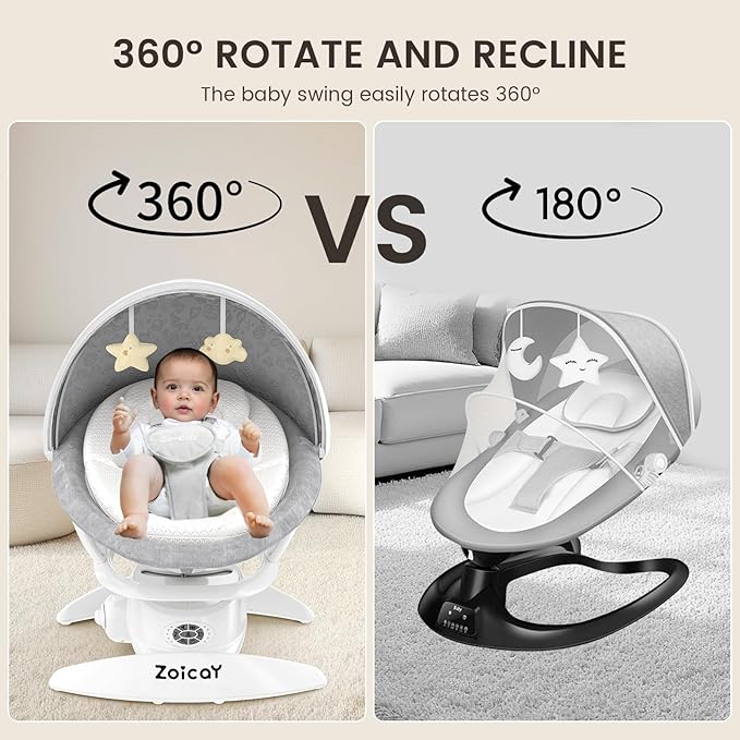 3-in-1 Baby Swing for Infants with Motion Detection, Electric Baby Swing with 3 Swing Modes, 12 Lullabies & 5-Speeds & Removable Swing Seat, BT Enabled & 360Β°Rotating Seat and Manual Remote, White