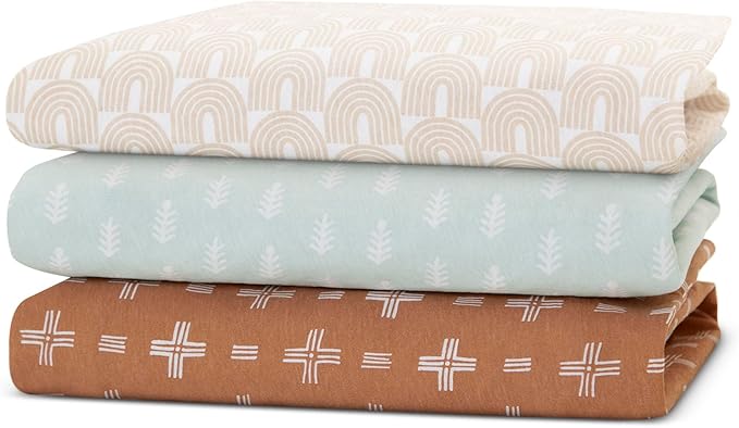 Delta Children Fitted Crib Sheets for Girls and Boys - 100% Organic Cotton Crib Sheet for Standard Crib and Toddler Mattresses - 28x52 Inch - GOTS Certified (Pack of 3), Neutral Boho