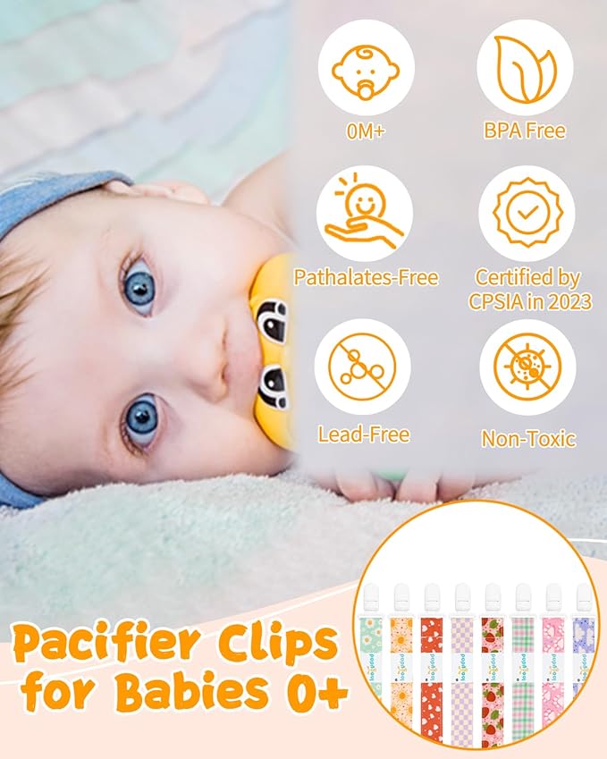 Babygoal Plaid Pacifier Clips, 6 Pack Binky Paci Holder and Leash for Boys and Girls Fits for Most Pacifier, Binkie Styles & Baby Teethers & Toys and Gift 6PS24