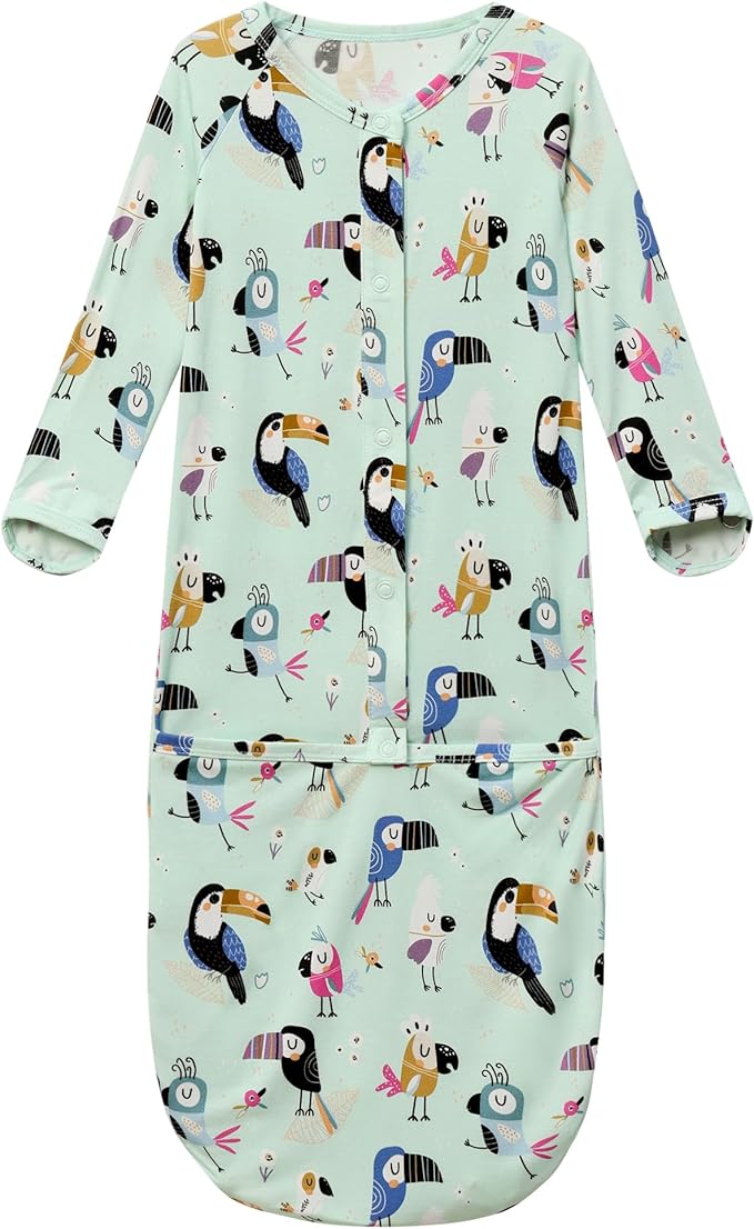 Baby Nightgowns Sleeper Gown Newborn Long Sleeve Pajama Gowns Unisex Viscose from Bamboo Infant Sleepwear