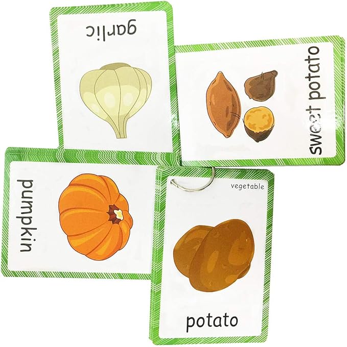 Set of Vegetables Flash Cards for Toddlers(20 pc) | Kids Learning Flashcard & Montessori Pocket Cards Toys | Perfect for Pre-K Decor Background Wall Stickers, Teacher/Autism Therapists Tools