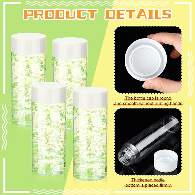Hoolerry 16 Pcs Empty Plastic Sensory Bottles with Lids Round Clear Plastic Water Bottles Reusable Sensory Bottles for Sensory Crafts Classroom Handmade Party(White,10 oz)