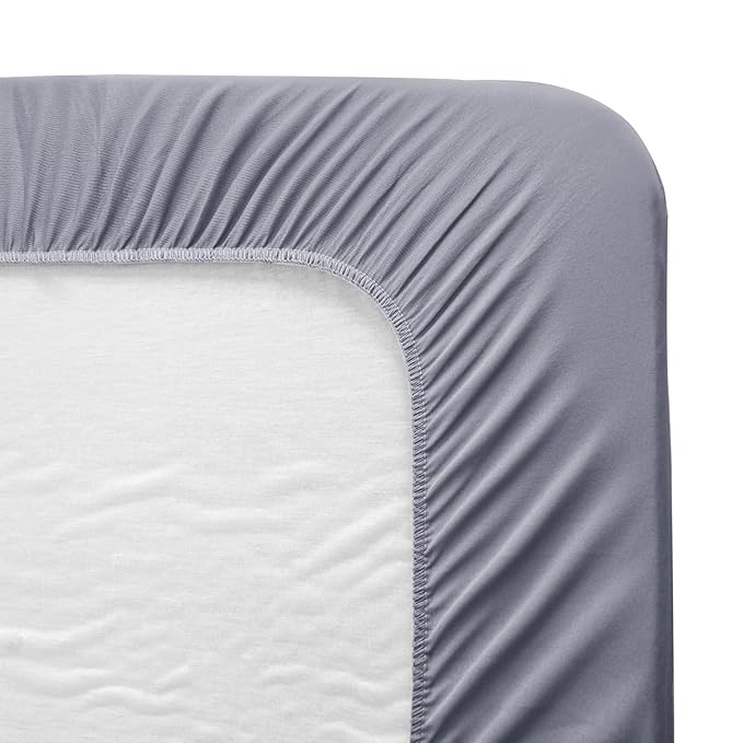 Biloban Pack and Play Sheets Fitted, 2 Pack Pack and Play Sheet Fits for Graco Pack n Play Mattress, Neutral Playard Sheets for Baby Boys and Girl, Grey & Black, 38”X 26”