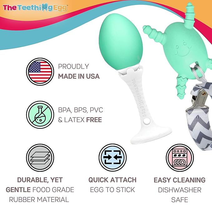 The Teething Egg Bundle - Baby Development Toys, Teether for 3, 4, 6, 12 Up to 18 Months Old Boy or Girl, Sensory Toys, A Baby Registry Must Have, Gray